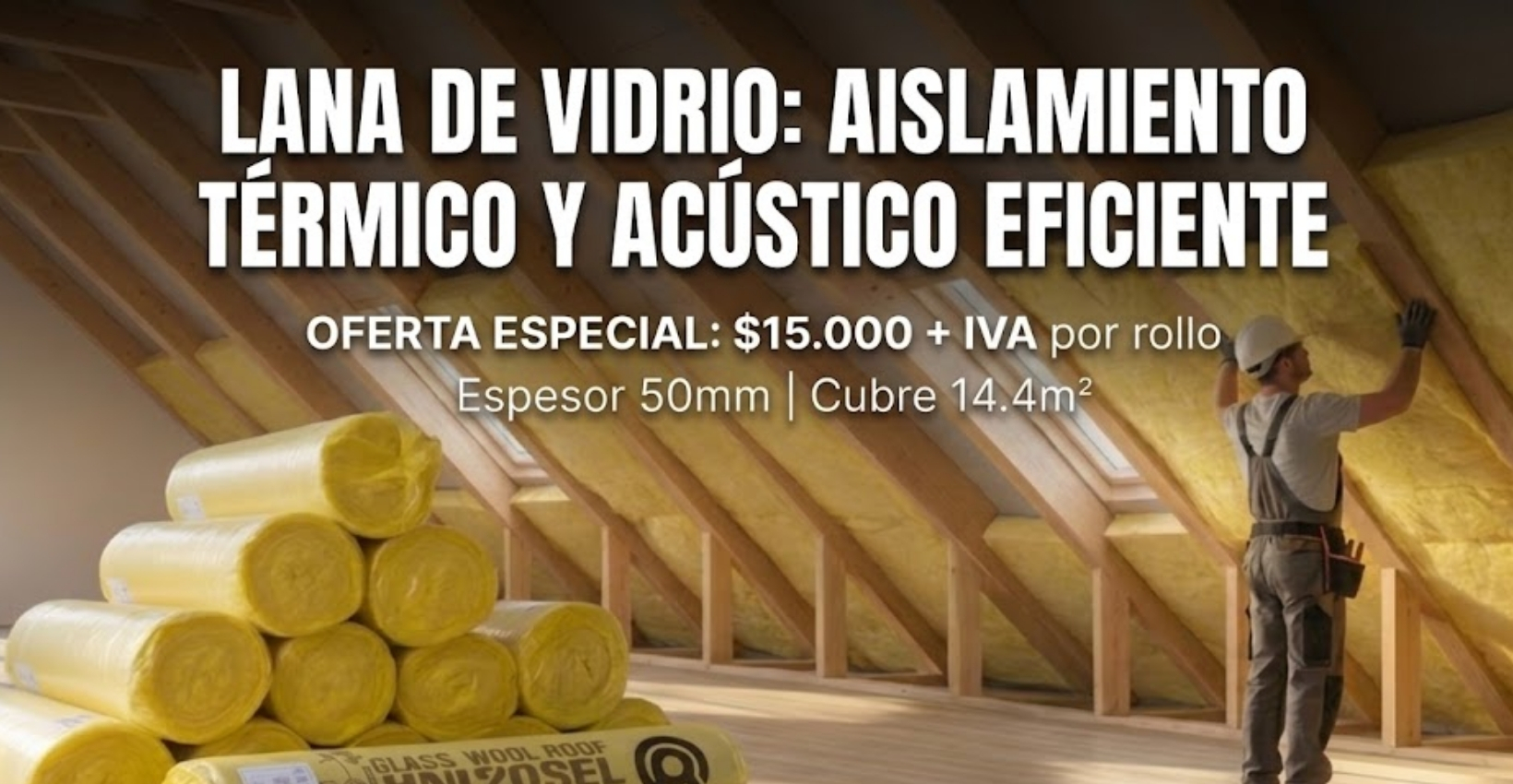 Lana de vidrio colocada en tabique